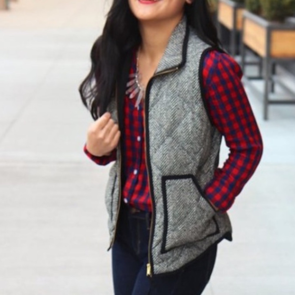 J Crew Black and White Herringbone Women’s Vest.